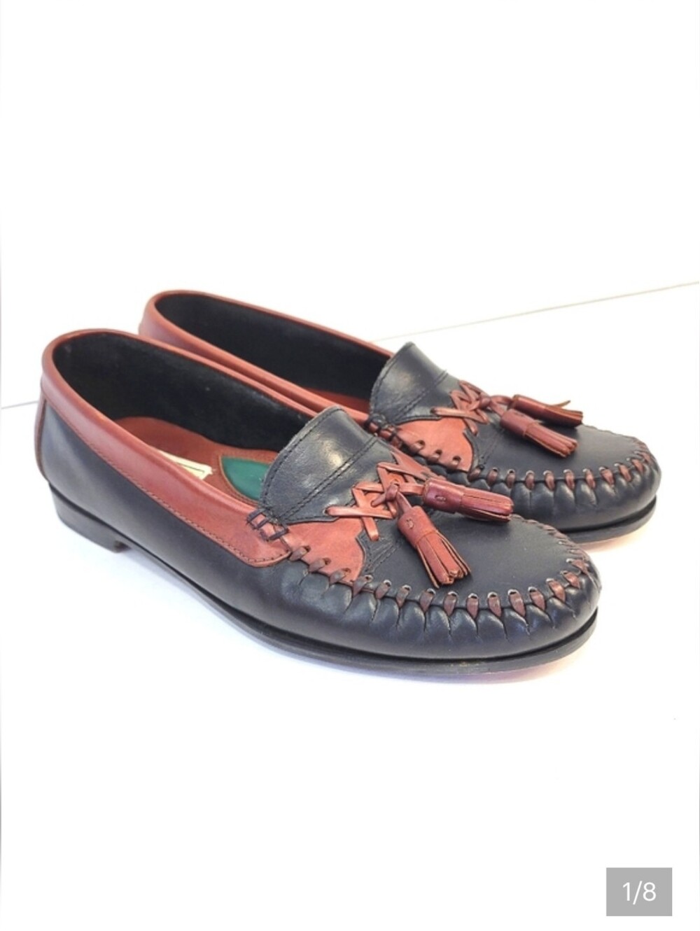 Johnston Murphy Kiltie Tassel Leather Slip-On TwoTone Accademic Oldmoney Loafer